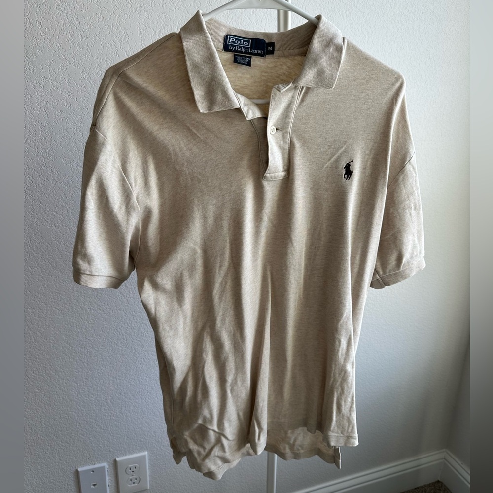 Men’s beige short sleeve polo